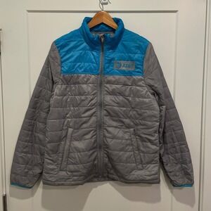 AT&T Employee Men's Puffer Jacket Blue Gray Zip Up Lightweight Size Medium